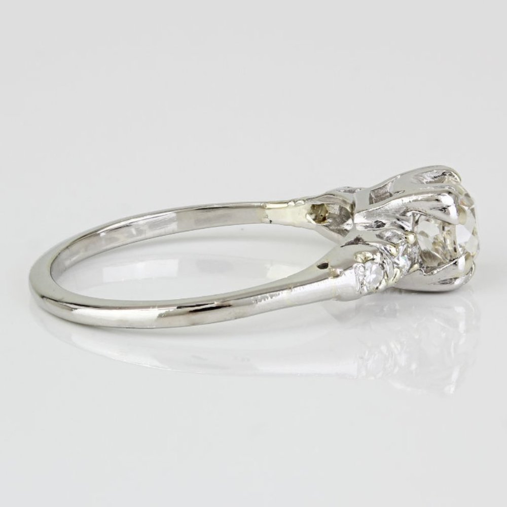 Vintage Palladium Euro Cut Diamond Art Deco Engagement Wedding Ring - Picture 5 of 6